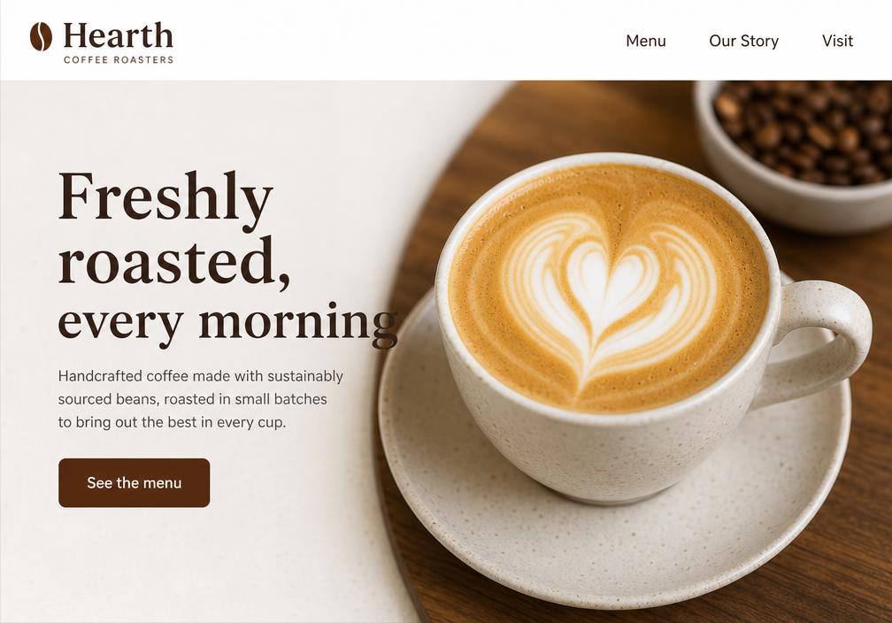 Website built for Hearth Coffee Roasters, Bloemfontein
